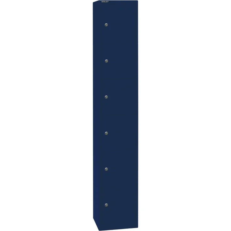 Bisley Garderobenschrank Office mit Schloss aus Stahlblech, 6 Fächer - Schließfächer einzeln abschließbar, Schließfachschrank - Tiefe: 45,7 cm - Farbe: oxfordblau, CLK186-639