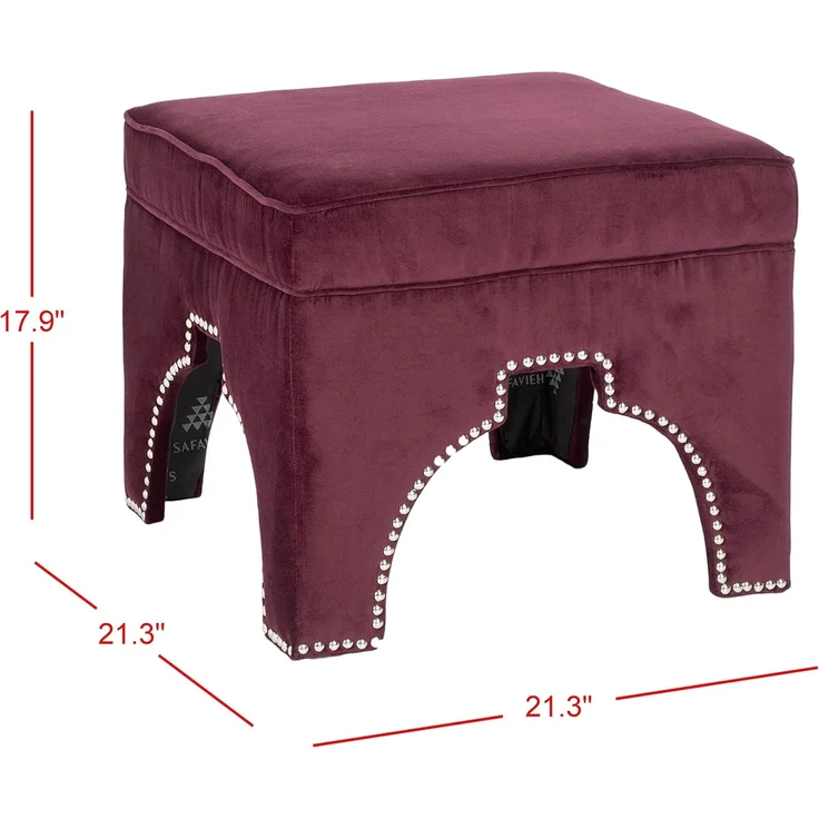 SAFAVIEH Upholstered Ottoman, in Bordeaux, 55 X 55 X 45 – Bild 2