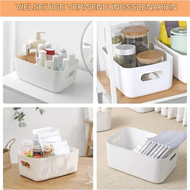 FELIXLEO Aufbewahrungsbox Aufbewahrungsbox Aufbewahrungskorb Regal Kunststoffbox (Weiß) (6 St) – Bild 3