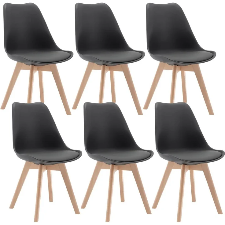 Woltu Esszimmerstuhl (Set, 6 St), Designstuhl Sitzfläche aus Kunstleder – Bild 5