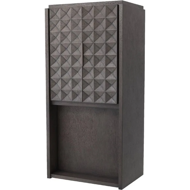 Casa Padrino Luxus Weinschrank Mokkafarben / Bronze 81,5 x 56 x H. 171 cm - Massivholz Barschrank mit 2 Türen und 3D Effekt in den Fronten - Barmöbel - Luxus Qualität