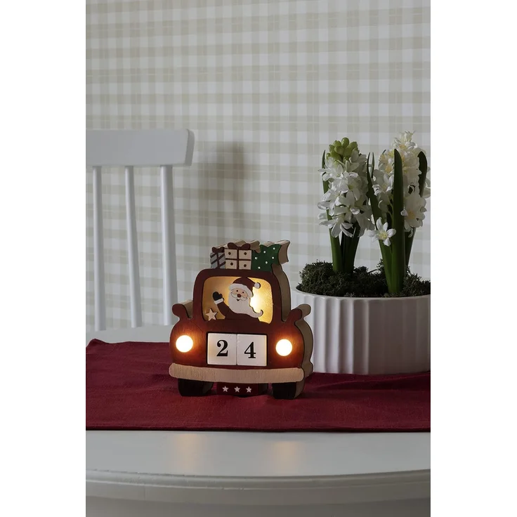 Konstsmide LED Holzsilhouette Santa im Auto Datumswürfeln rot 6H Timer – Bild 4