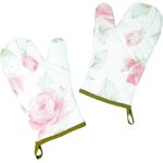 Lashuma Topfhandschuhe Rose, (Set, 2-tlg), Frauen Kochhandschuhe, Ofenhandschuhe groß 30x20 cm
