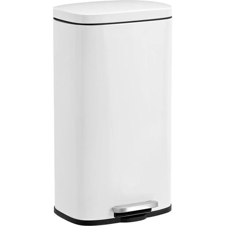 Songmics Mülleimer, geruchsdicht, Edelstahl, 30 Liter, Weiß – Bild 1