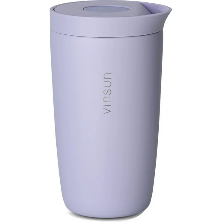 Vinsun Thermobecher Edelstahl Isolierbecher 350ml - Kaffeebecher to Go auslaufsicher, 2-tlg, Edelstahl, Doppelwandig, BPA frei, bruchfest, Einhandbedienung per Knopfdruck – Bild 1
