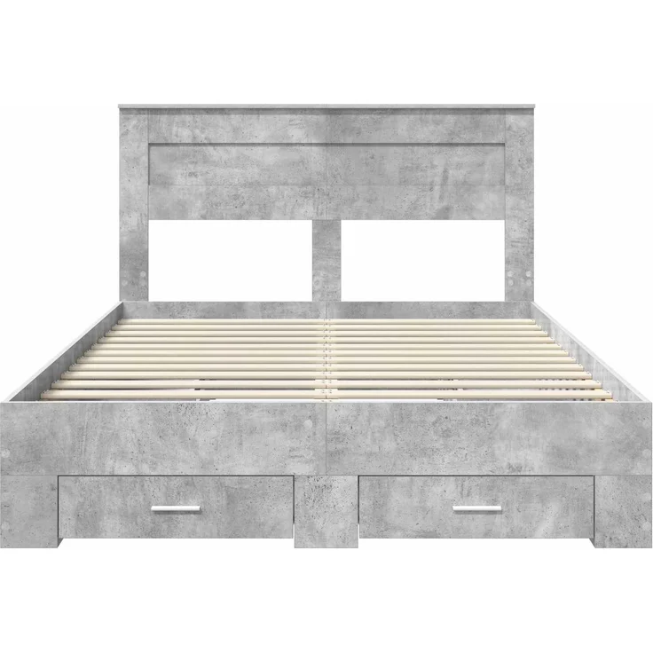 vidaXL Bettrahmen mit Kopfteil Beton Grau 160 x 200 cm Holzwerkstoff 3409969 – Bild 7