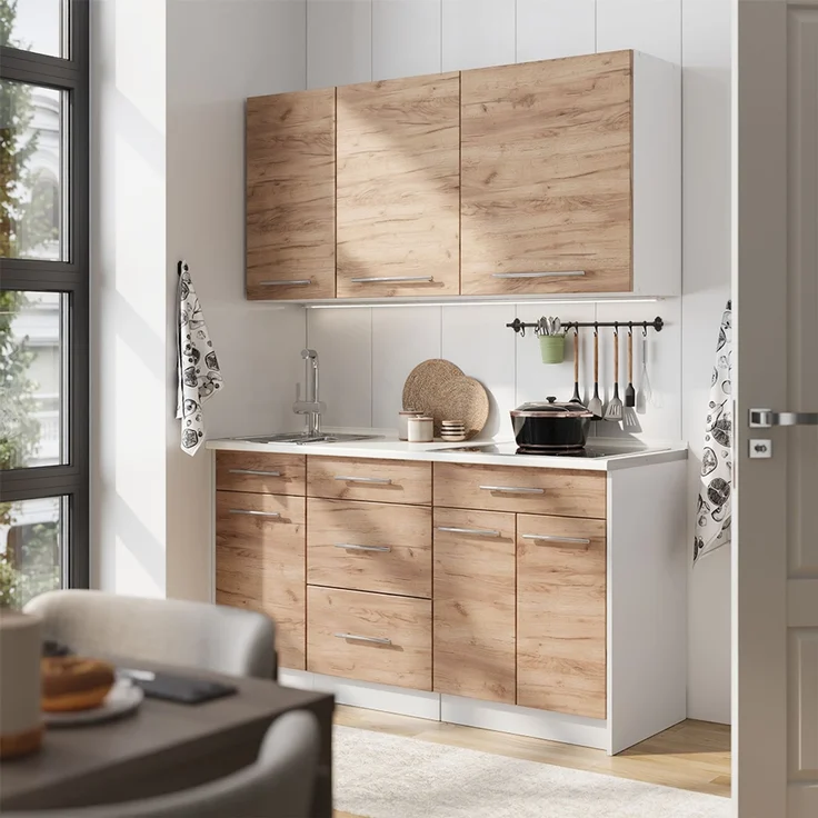 Singleküche Fame-Line Goldkraft Eiche 150 cm ohne Arbeitsplatte Vicco – Bild 5