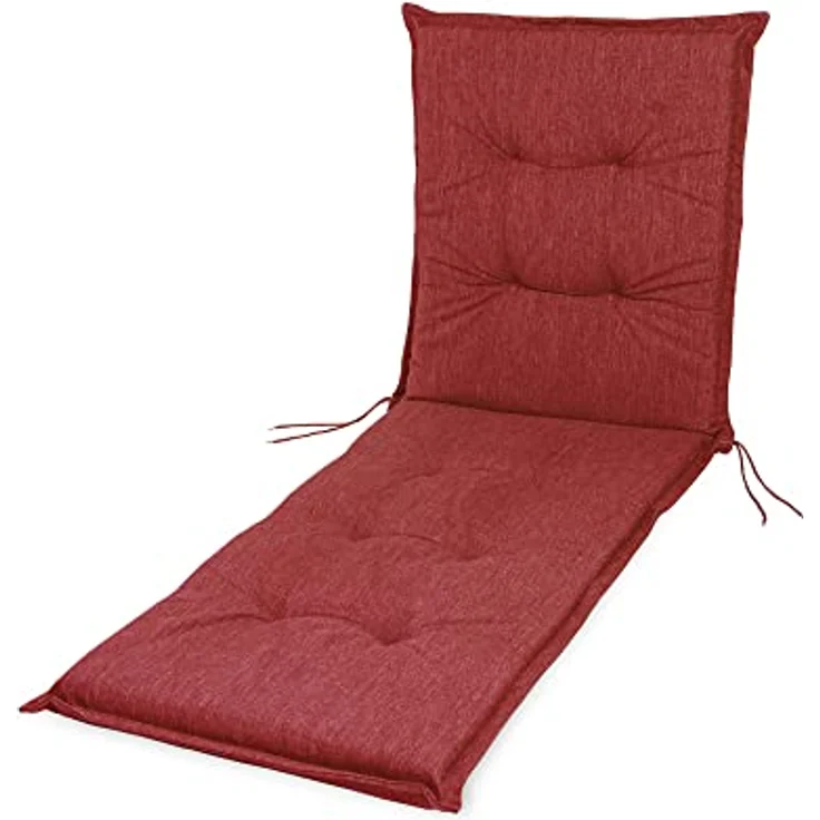 sunnypillow Liegenauflage für Gartenliege, Polyester rot, 190 x 60 x 9 cm – Bild 3