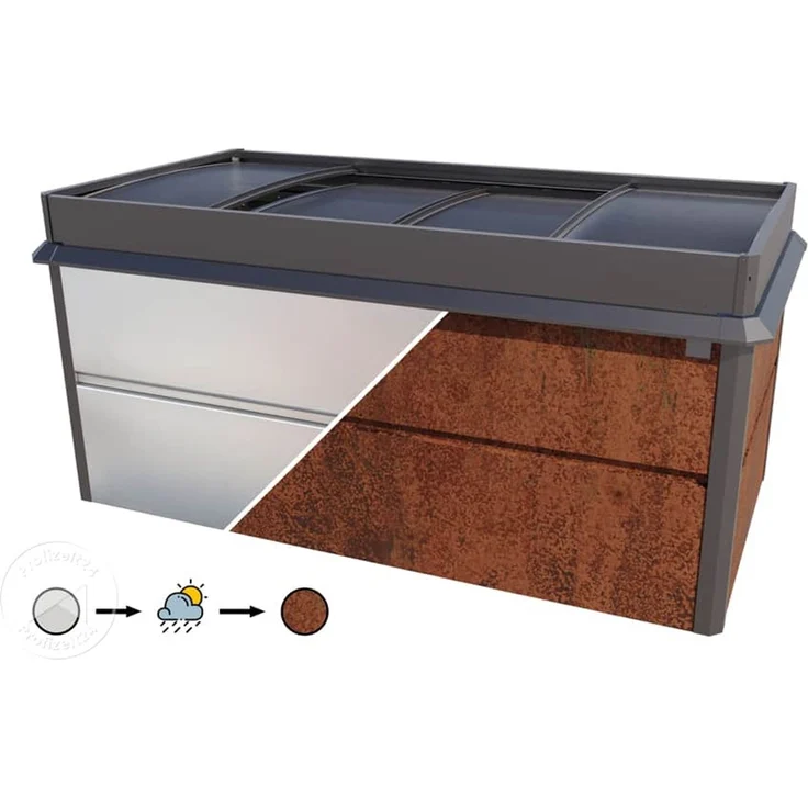 PRIMEYARD 200 x 100 x 77 cm Hochbeet Nele, Cortenstahl, Rost-Optik | inkl. Frühbeetaufsatz und Schneckenschutz – Bild 2
