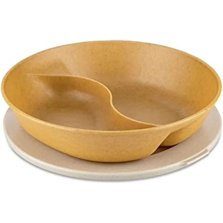 Koziol Menüteller mit Deckel Connect Separee, Speiseteller, Kunststoff-Holz-Mix, Nature Wood, 1. 5 L, 7278702
