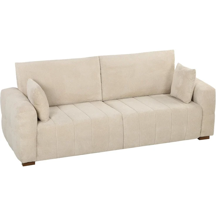 HOMCOM 3-Sitzer-Sofa, Samt (100 % Polyester), Cremeweiß, 220 x 86 x 84 cm – Bild 1