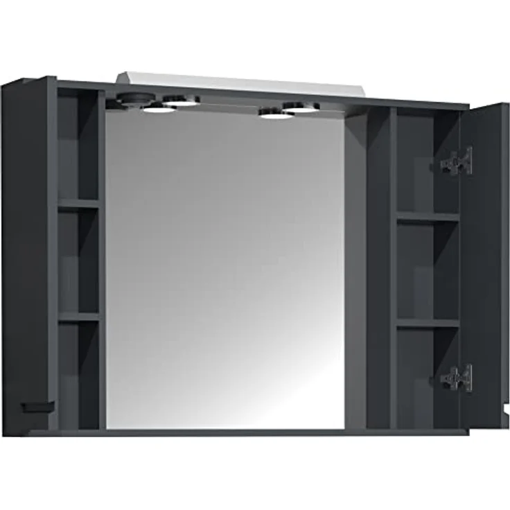 MID.YOU Spiegelschrank Anthrazit, Holzwerkstoff, erweiterbar, 4 Fächer, 100x71x14 cm, Badezimmer – Bild 3