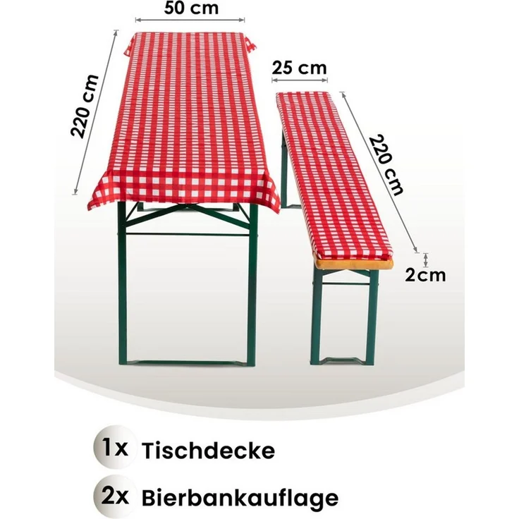 Gräfenstayn Bankauflage Biertischauflagen-Set 3-tlg Sitzpolsterung für Bierzeltgarnitur – Bild 2
