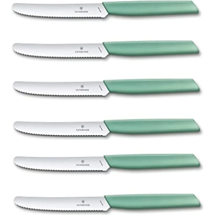 Victorinox 6 Stück Tafelmesser - Tomatenmesser Swiss Modern mit Wellenschliff rostfrei - Swiss Made - mint-green/Grün – Bild 2