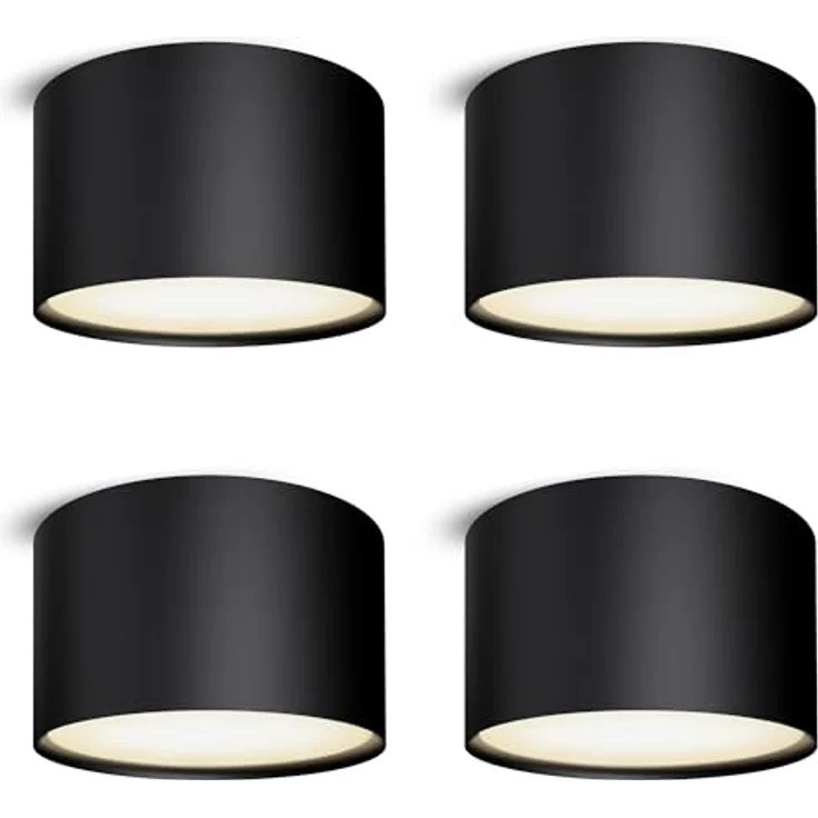 SSC-LUXon LED Aufbaustrahler PIATO LED Deckenspot schwarz rund flach 6W warmweiß 230V, Warmweiß – Bild 2