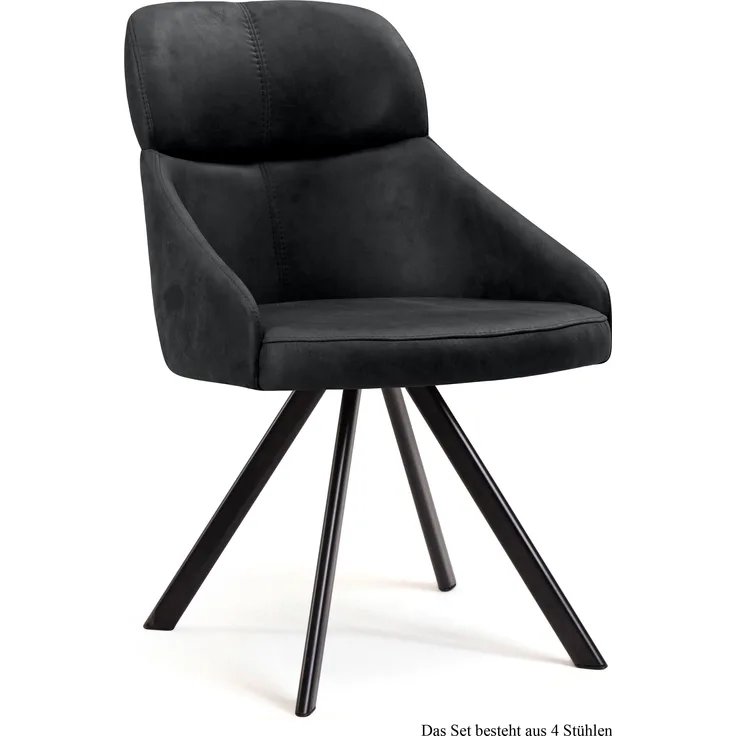 Esszimmerstuhl (4er-Set) Denni 52x82x63 Schwarz/Anthrazit