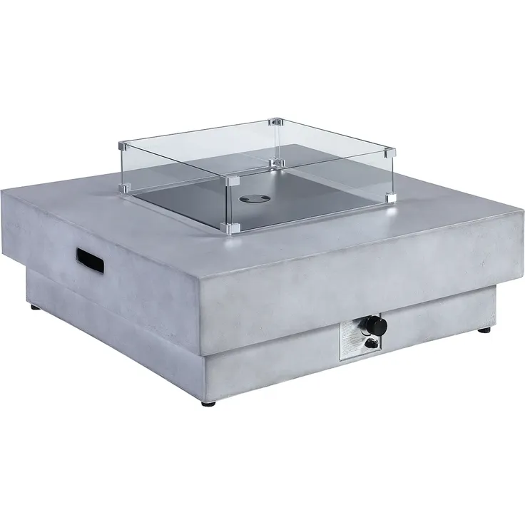 Vente-unique - Tisch quadratisch mit Gasfeuerstelle - MGO - Beton-Optik - SEROZA