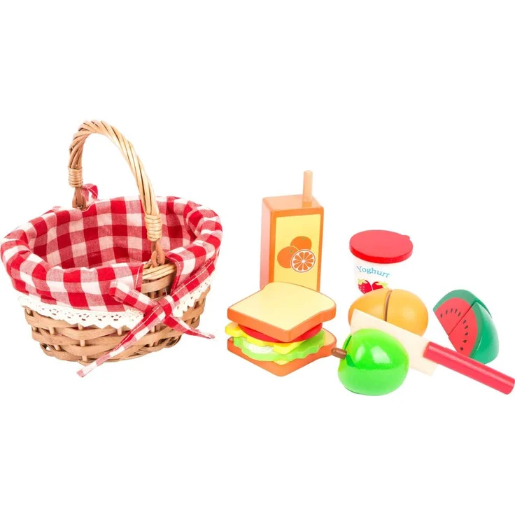 Small Foot 11282 Picknickkorb mit Schneide-Lebensmitteln aus Holz, Kaufladen-Zubehör, Rollenspielzeug für Kinder ab 3 Spielzeug, Mehrfarbig – Bild 2