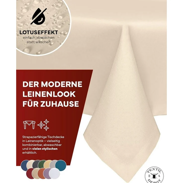 texpot Tischdecke Lotuseffekt Leinenoptik Bügelfrei Fleckschutz wasserabweißend (1-tlg) – Bild 2