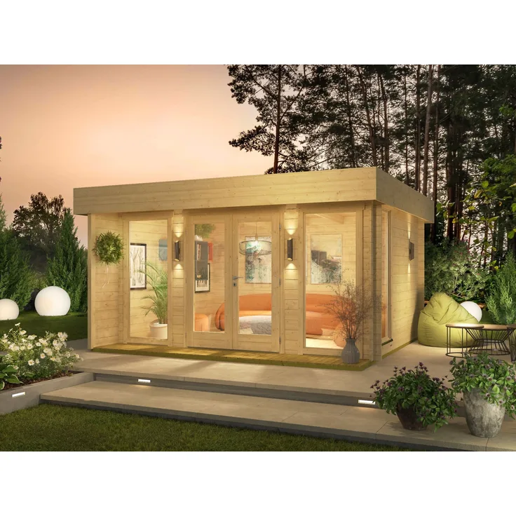 Fjordholz 'Kubi Midi' Flachdach Gartenhaus, Fjordholz natur, 11,61 m²