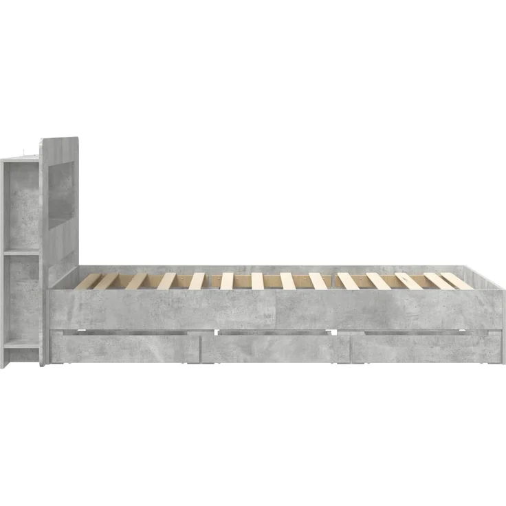 vidaXL Bettgestell mit Stauraum und Kopfteil Betongrau 90 x 190 cm 3434005 – Bild 5