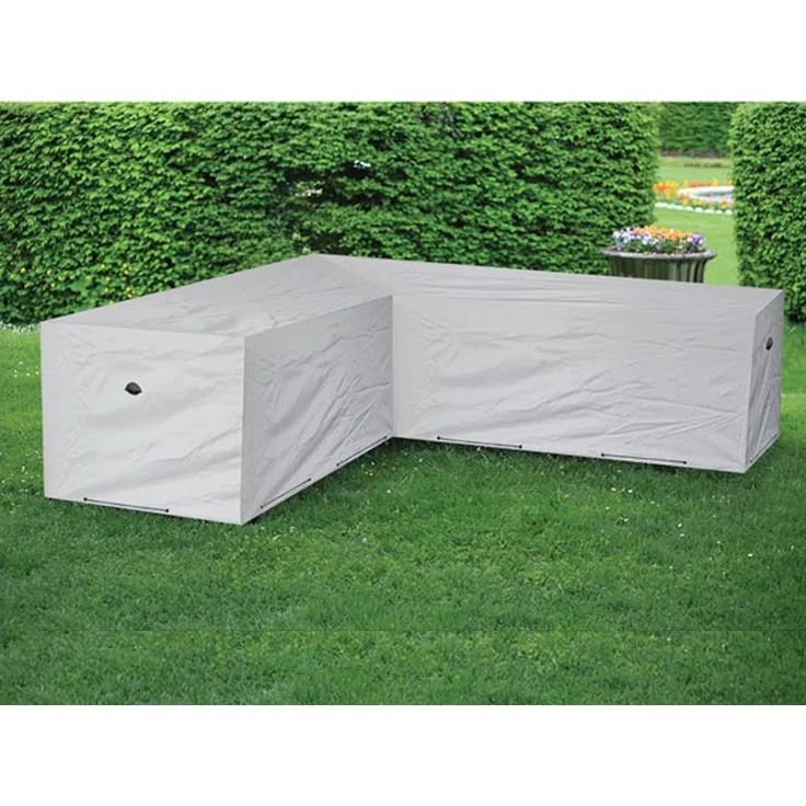 Wetterfeste Schutzhülle Abdeckung für L-förmiges Garten Lounge Set, Polyester grau, 250 x 250 x 90 cm – Bild 4