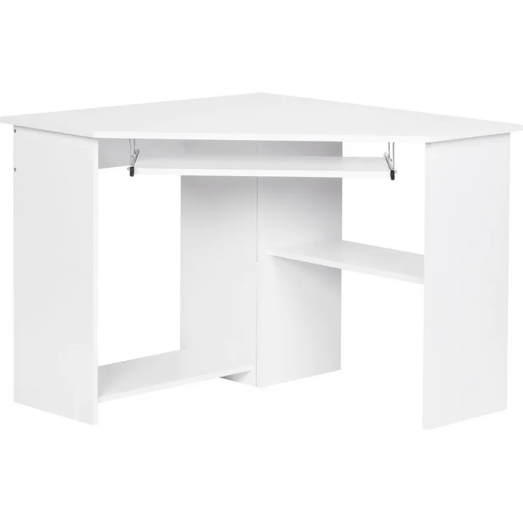 Eckschreibtisch Computertisch ROM Weiß mit Tastaturauszug