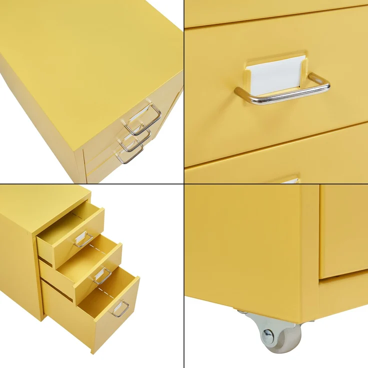 Rollcontainer Kökar mit 3 Schubladen 48x28x41 cm Gelb [en. casa] – Bild 6