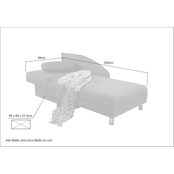 Récamiere-Schlafsofa Federkern Couch Liege Gästebett mit Bettkasten in Hellgrau – Bild 3