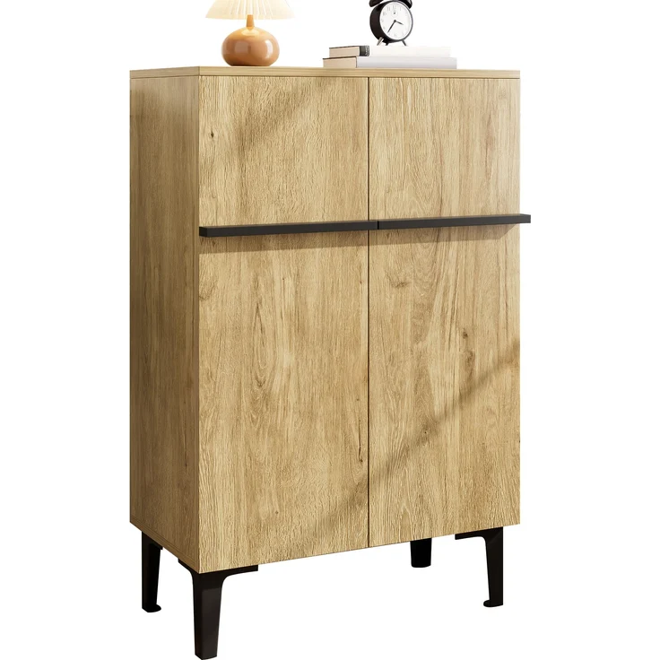 Schuhschrank, Holzoptik/Schwarz mit Doppeltüren & verstellbaren Einlegeböden, 60x34,5x95 cm – Bild 7