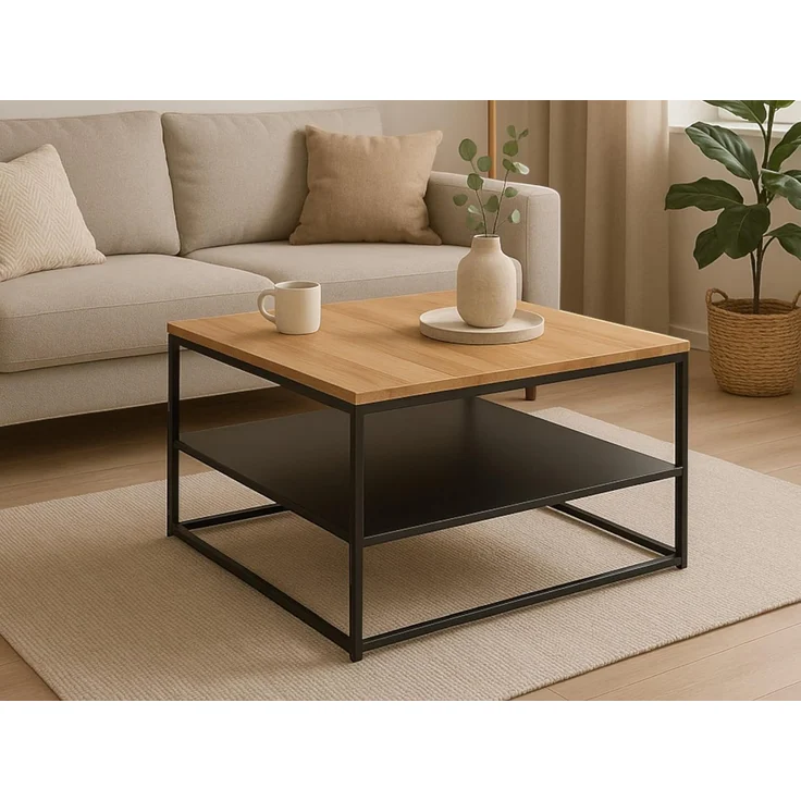 moebel-dich-auf Couchtisch TIRANO (1 Tisch im quadratisches Design (75 x 75 cm), Tischplatte aus massivem Eichenholz – Bild 8