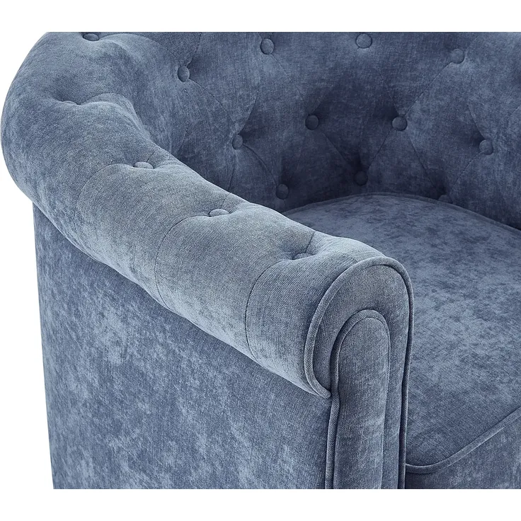 Vente-unique - CHESTERFIELD Sessel Stoff Blau - B 78 cm x H 72 cm x L 82 cm – Bild 4