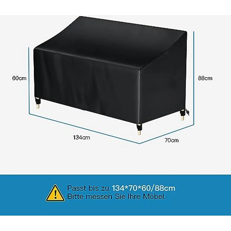Awnic Gartenbank Abdeckung Hülle für Schutzhülle Abdeckplane Gartenbank Wasserdicht 210D Polyester 2 Sitzer 134 x 70 x 60/88cm – Bild 3