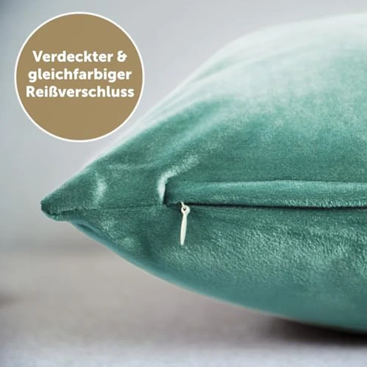 Blumtal Kissenbezug 2er Set - dekorativer Samt Kissenbezug mit verstecktem Reißverschluss, Kissenhülle für Zierkissen, waschbar – Bild 5