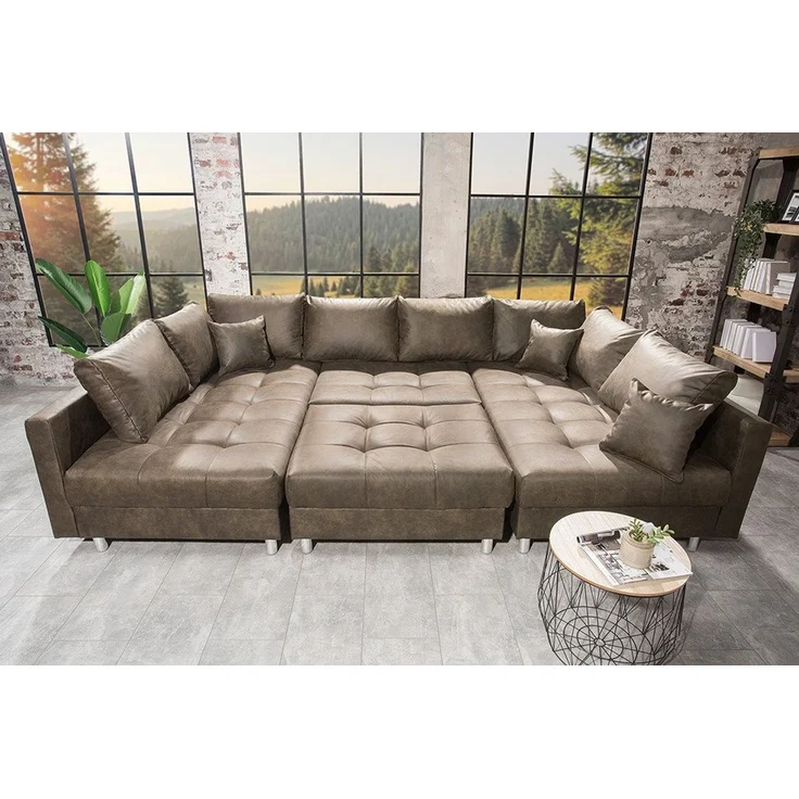 riess-ambiente Wohnlandschaft KENT 305cm taupe / silber, Set 4 Teile, XXL · mit Federkern · inkl. Kissen · Microfaser · Modern Design – Bild 4