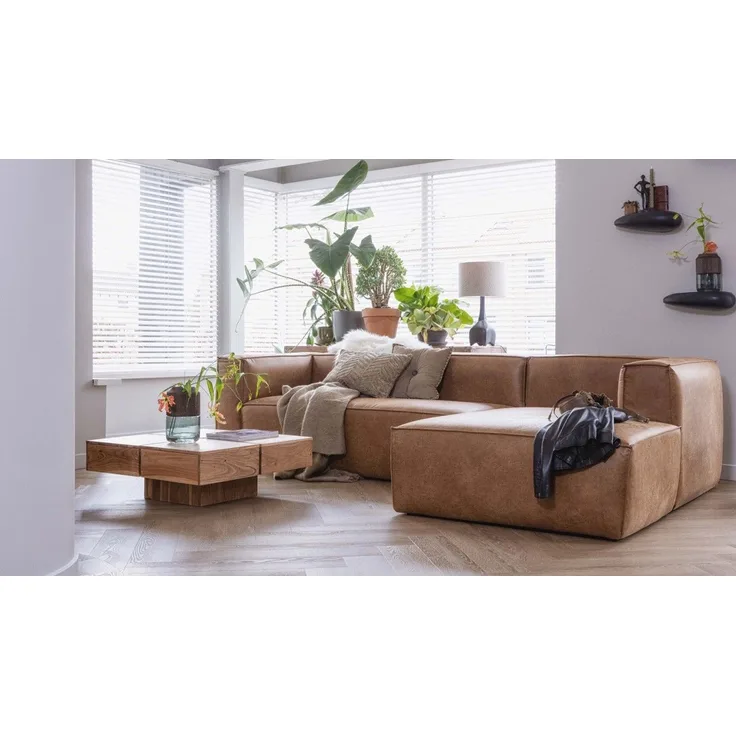 Ecksofa Bean Lederoptik, rechts Cognac