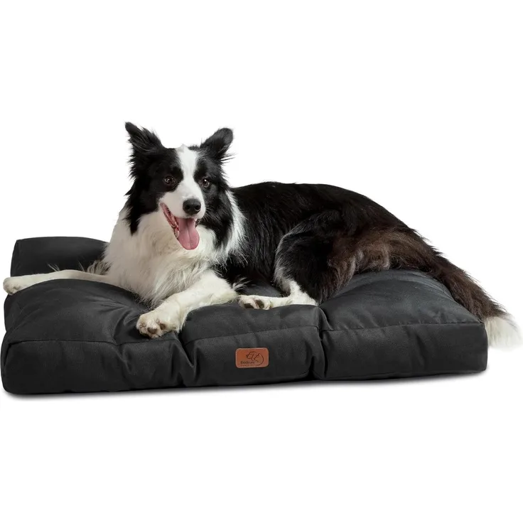 BEDSURE Hundebett große Waschbar - 91x68 cm hundematratze kühlmatte L für Hunde, Outdoor gepolstert Hundematte tiefschwarz in 10cm Höhe, selbstkühlend Grosse XL Hundekissen für Sommer