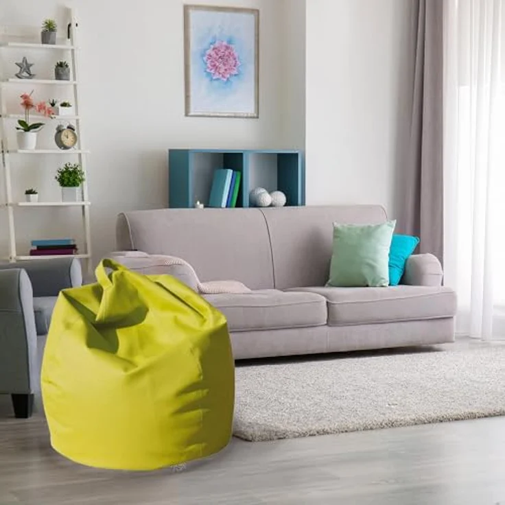 Dmora Eleganter Sitzsack, gelbe Farbe, Maße 80 x 120 x 80 cm – Bild 2