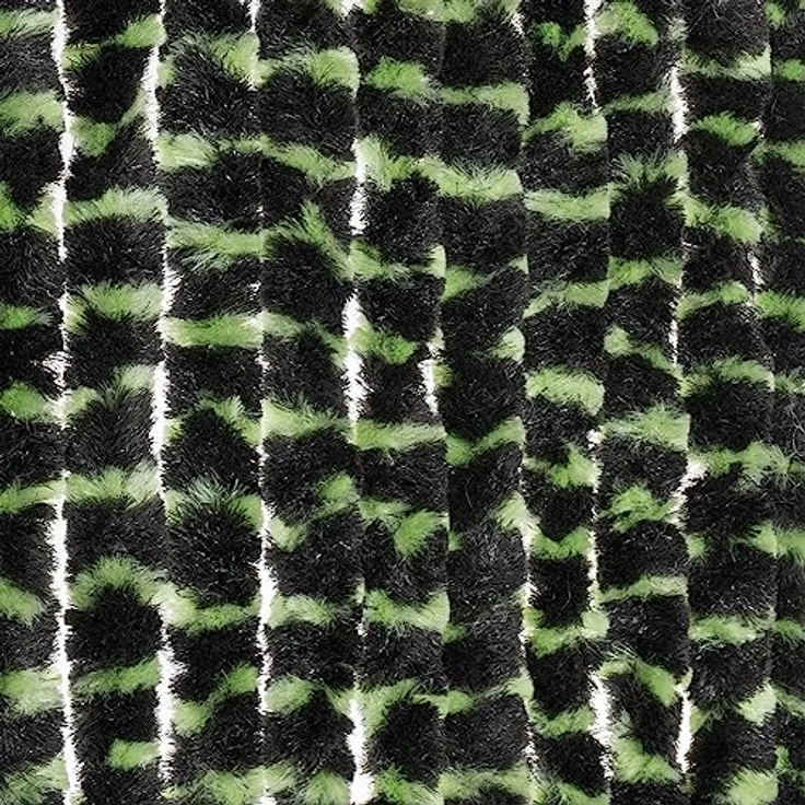 Moritz Flauschvorhang aus Chenille 90 x 220 cm grün schwarz gestreift Türvorhang als Fliegenschutz Insektenschutz für Camping Wohnwagen – Bild 1