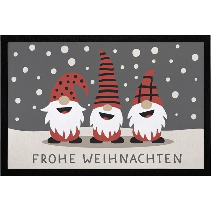 MoonWorks Fußmatte Fußmatte Frohe Weihnachten Wichtel Wintermotiv Schneeflocken Gnomes, rechteckig – Bild 4