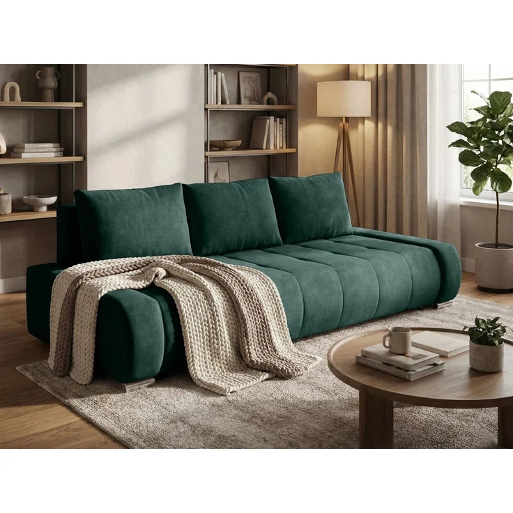 Beautysofa Schlafsofa DRACO 3-Sitzer mit Schlaffunktion und Bettkasten, Modernes Design & Zeitloser Komfort, Liegefläche: 160x200 cm – Bild 3