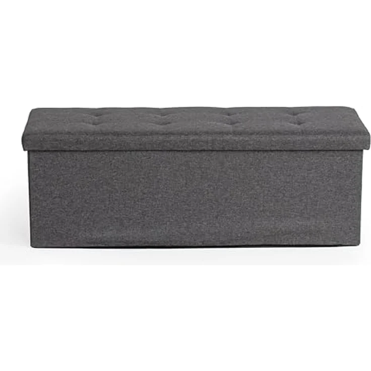FurnitureR Bank für Kinderzimmer, Ottomane, Stauraum für Kinderspielzeug, Aufbewahrungstruhe innen mit abnehmbarem Fach, Grau, 110 x 38 x 38 cm – Bild 3