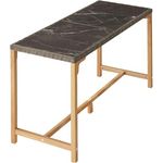 tectake Rattan-Bartisch Lovas, rechteckig, Natur, mit 2 abnehmbaren Feinsteinzeugplatten, 64.5x99.5x161 cm, Gartenmöbel