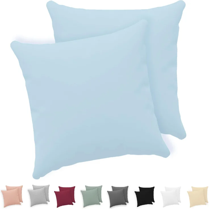 Twinzen® Kissenbezug 50x50 (2er-Set) - 100% Jersey Baumwolle 150 GSM Kissenbezüge - Blau - Für Kissenbezüge 50x50 cm - Kissenhülle - Kissenbezug mit Reißverschluss - Oeko-Tex Zertifiziert – Bild 1