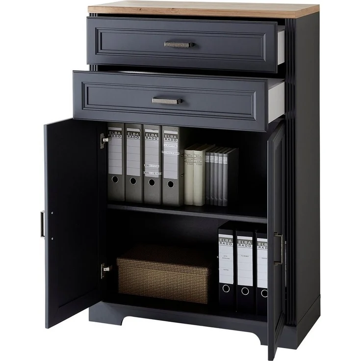 Stauraumelement Büro Kommode JASMIN 12 Graphit Artisan Eiche – Bild 2