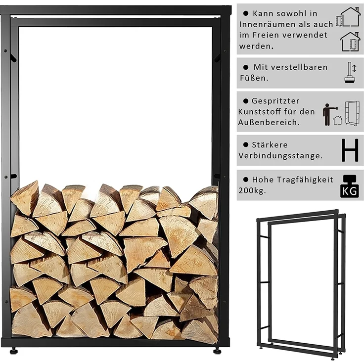 Kaminholzständer Brennholzregal Kaminholzablage Holzregal Ablage 40x150x25 cm – Bild 4