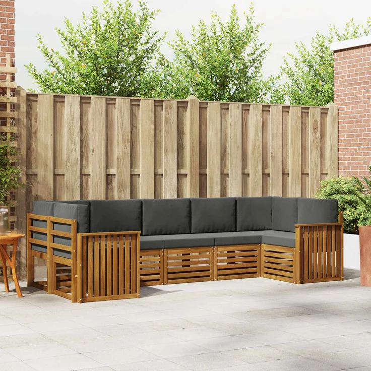 vidaXL Outdoor-Sofagarnitur 7 stk. 7-Sitzer Natur und Anthrazit 3375407 – Bild 1