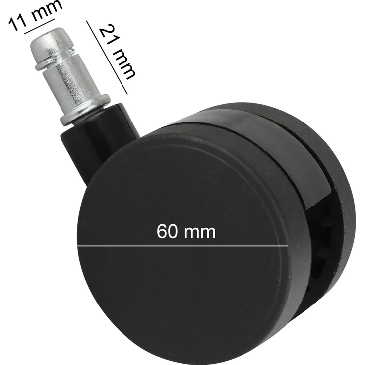 AMSTYLE 5er Set Weichbodenrollen schwarz Stift 11mm/Durchmesser 60mm – Bild 3