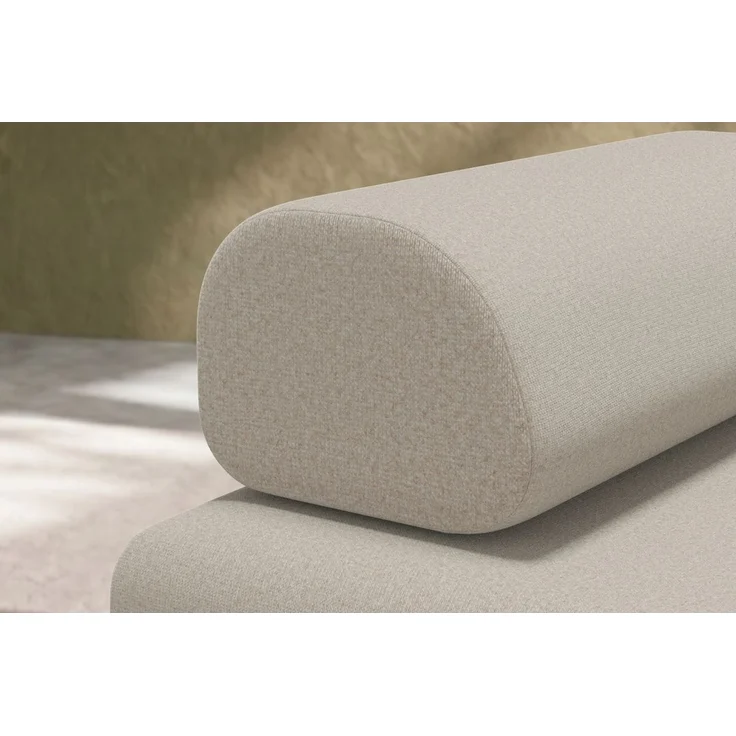 2-3-Sitzer-Schlafsofa aus glattem beigefarbenem Stoff – Bild 2