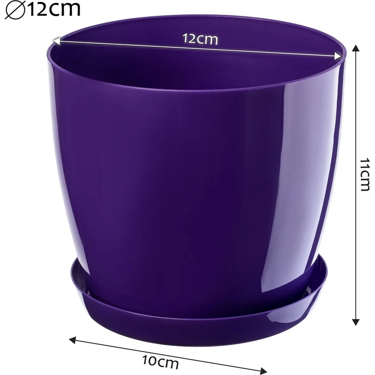 KADAX Blumentopf mit Ständer, Kunststoffabdeckung, Blumentopf, 12 cm, violette Blumen – Bild 2